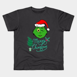 Cute Santa - Green Elf - Merry Christmas Kids T-Shirt